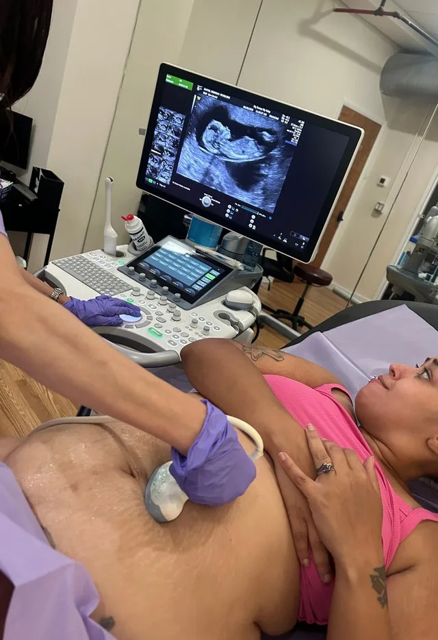 A reassurance ultrasound in progress